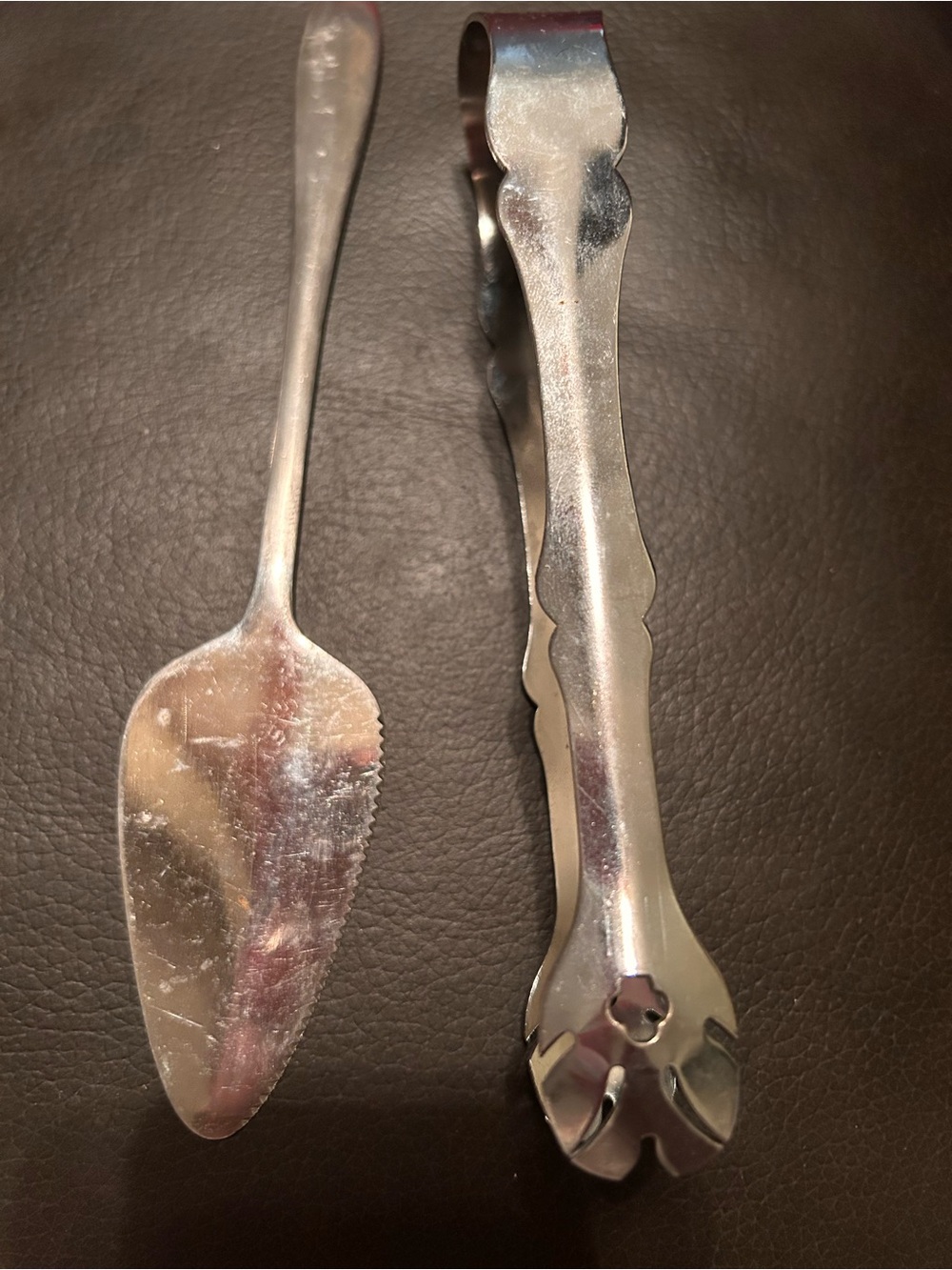 Polished Silver Cake Server and Tongs Set - Silver